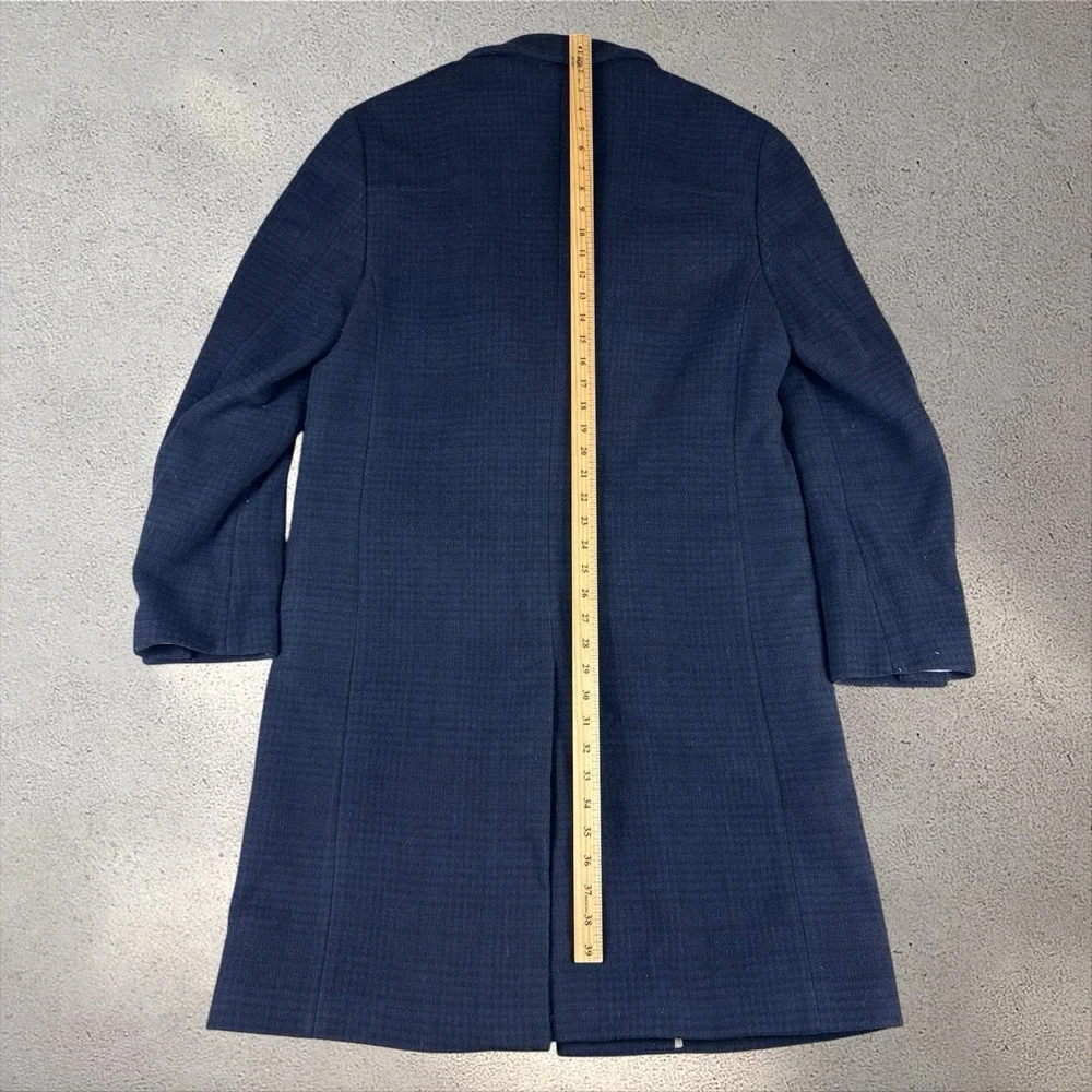 BANANA REPUBLIC Trento Plaid Topcoat Trench Coat Men's Medium Navy Wool Emmetex